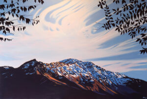 Acrylic painting of Mt Rogneux, Verbier by UK artist Lucy Dunnett